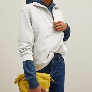 Everlane Organic Cotton light gray half zip Sweater